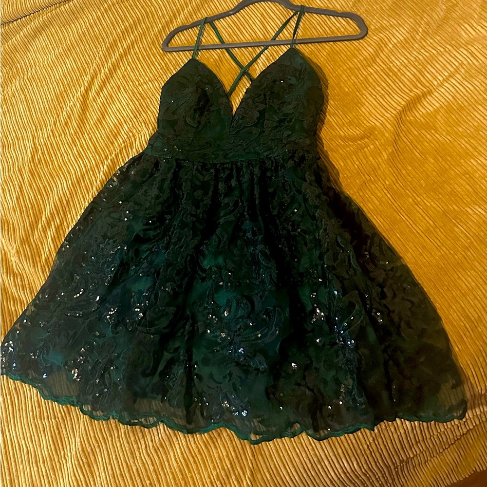 Lulus Green Sequin Mini Dress - Picture 3 of 9